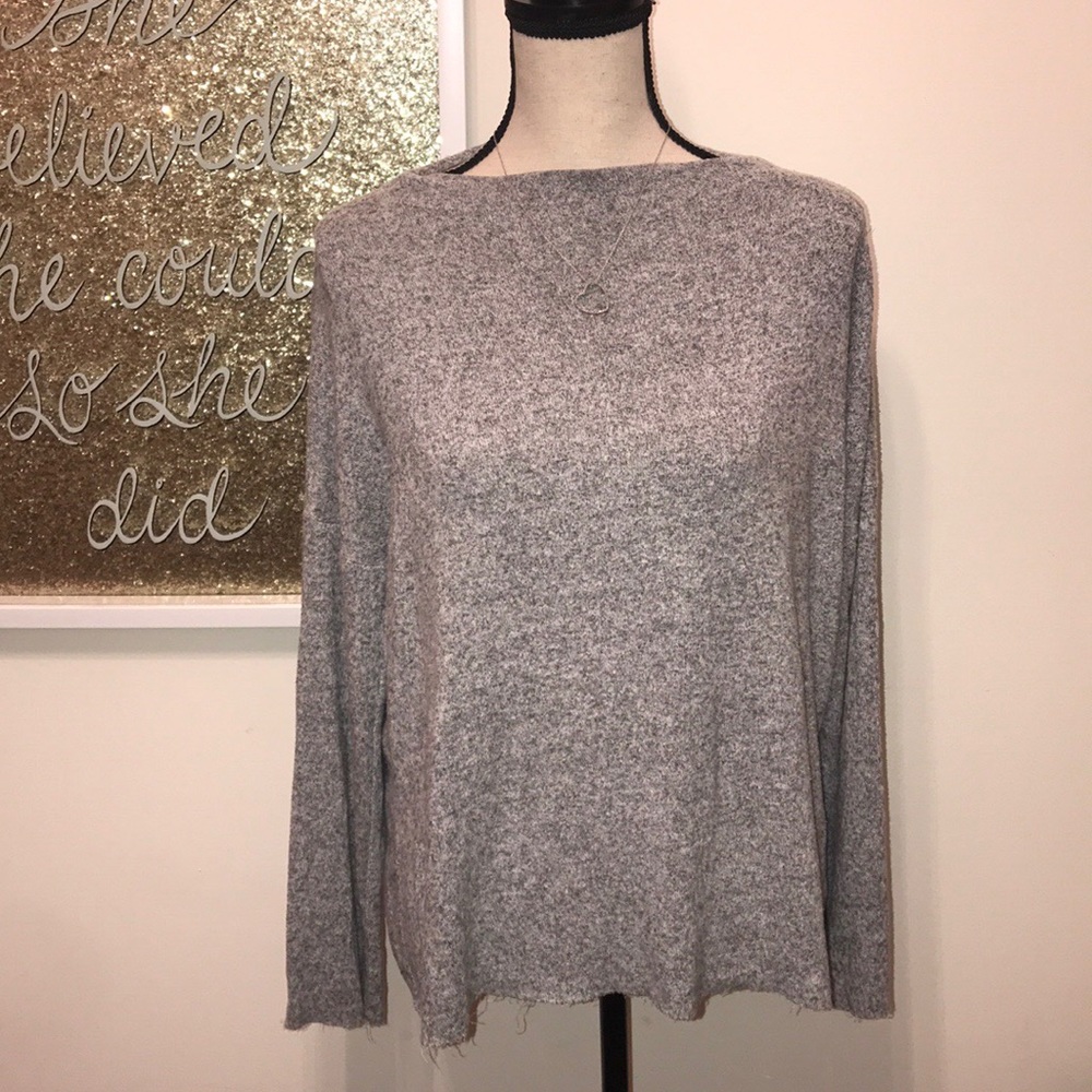ZARA Trafaluc Distressed Gray Sweater